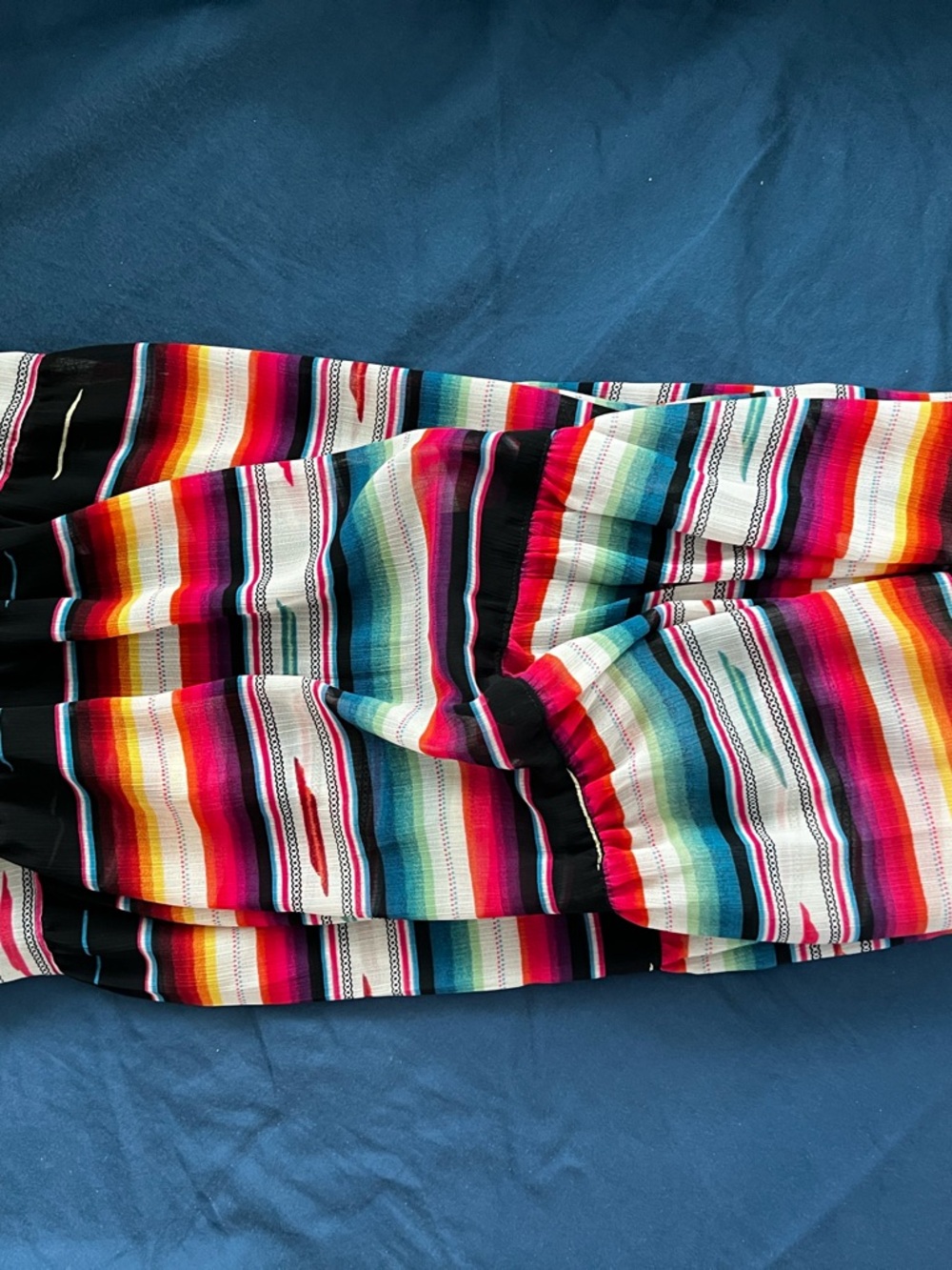 Ralph Lauren Black Striped Tiered Maxi Skirt with Multicolor Bands - Picture 4 of 4